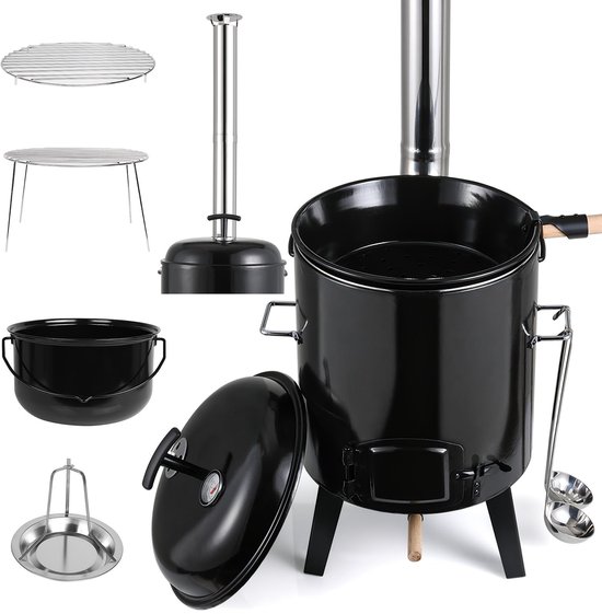 Klarstein Appareil a Raclette et Fondue 3-en-1, Machine a Raclette avec Pierrade de 1100W, Gril en Pierre, pour 8 Personnes, Poelon , Fourchettes à Fondue, Service