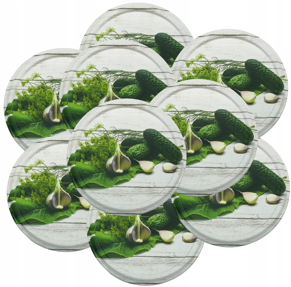 100x Schroefdeksels 82mm voor Potten - Zilver met Augurkdecoratie