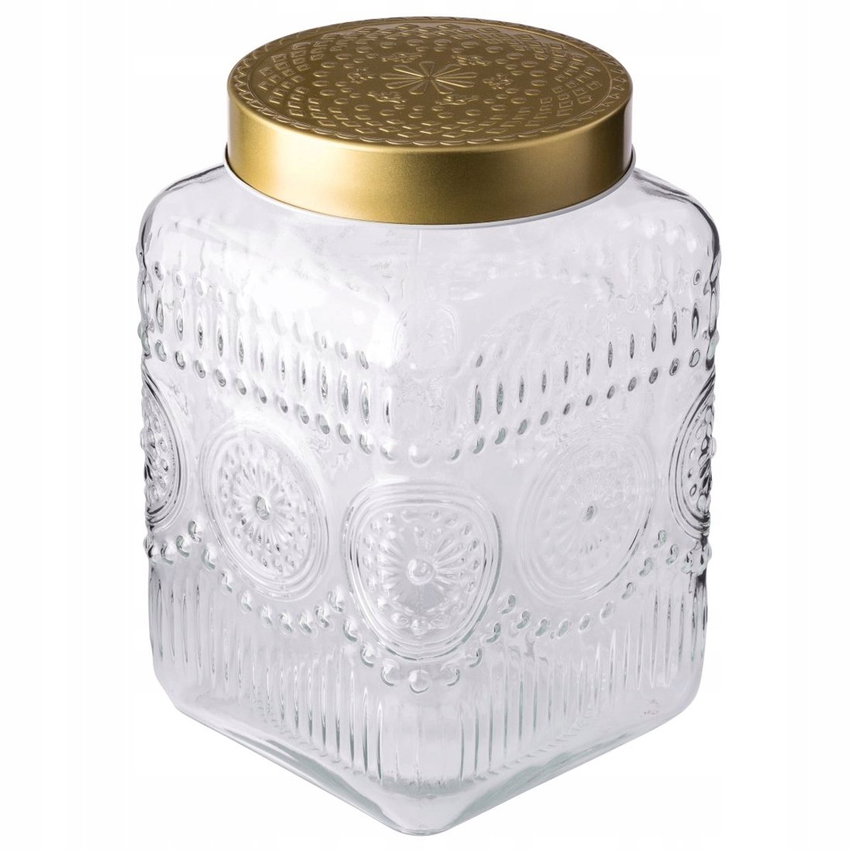 Altom Design Daisy Glazen Pot 2.2L met Gouden Deksel - Opslag & Decoratie