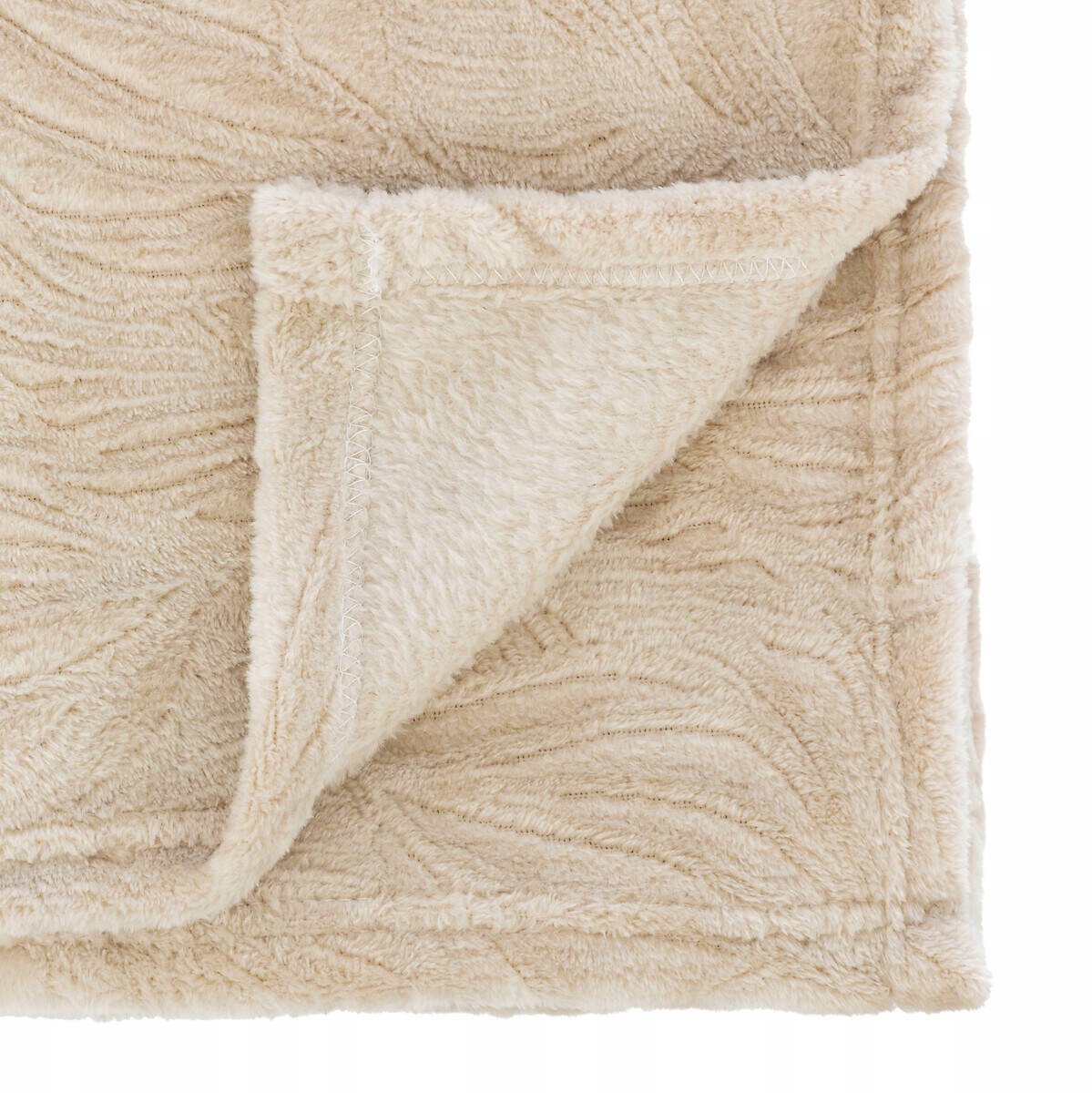 Zacht Beige Bladmotief Plaid - 125x150 cm
