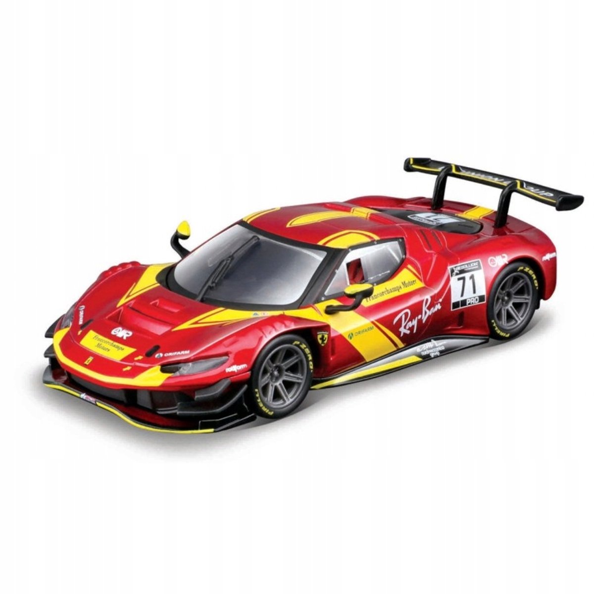 Bburago Ferrari 296 GT3 Racewagen Modelauto 1:43 Rood
