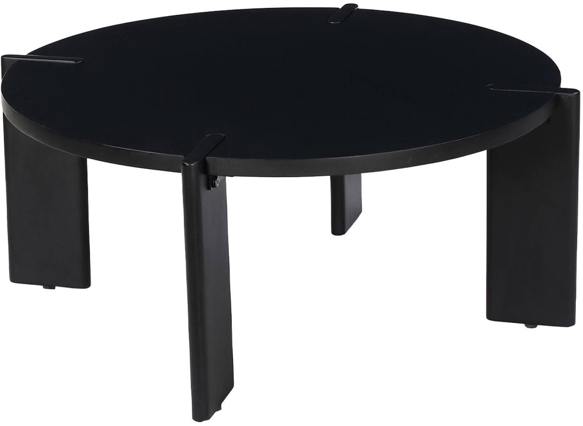 sweeek Ronde salontafel in massief hout 80cm - reva Zwart