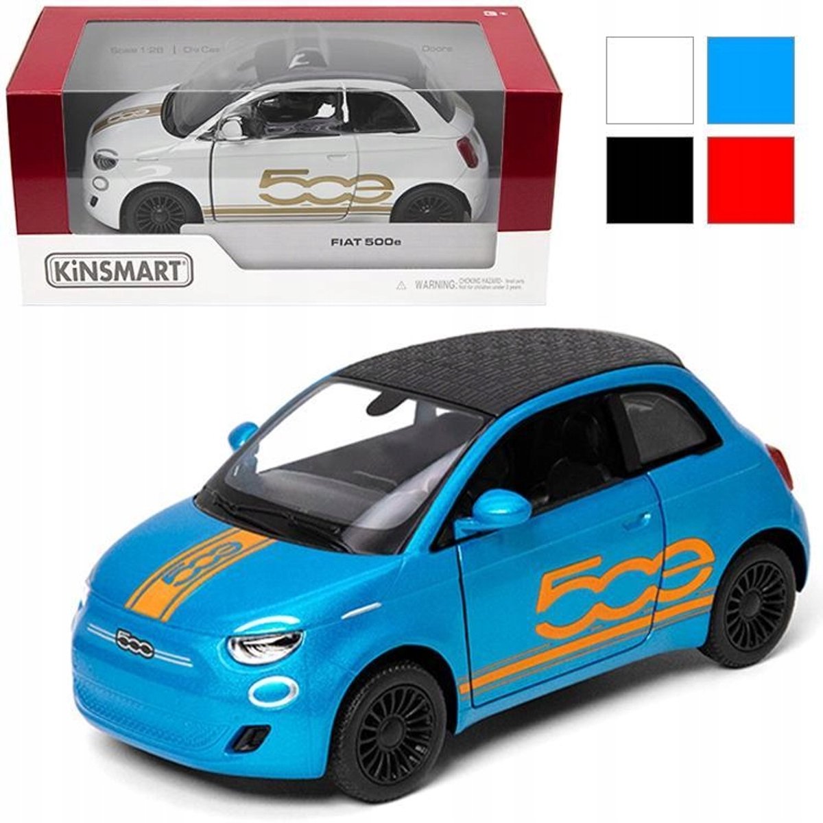 Kinsmart Fiat 500e Pull-Back Modelauto 1:28 - Metaal