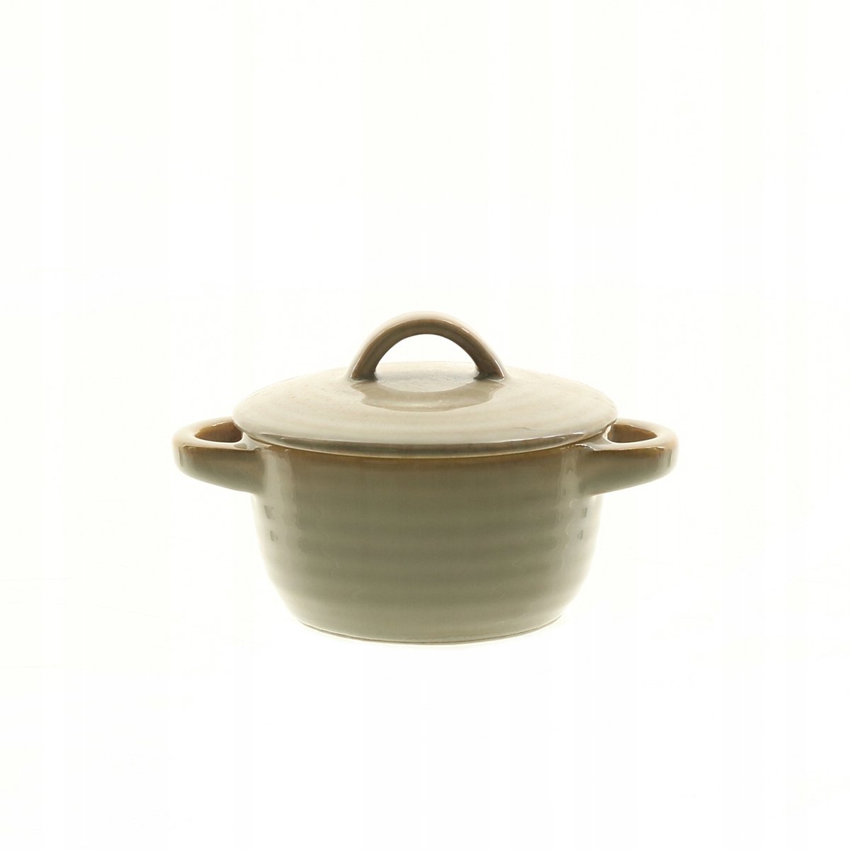 MPLCo - Ombres Mini Casserole - Ovenschaal met Deksel - Ovenbestendig Bakvorm met Handvatten - Vaatwasser & Magnetron Bestendig - Kleine Stoofpot - Keramiek - Mini Ovenschaal - 150ml - Lichtbruin