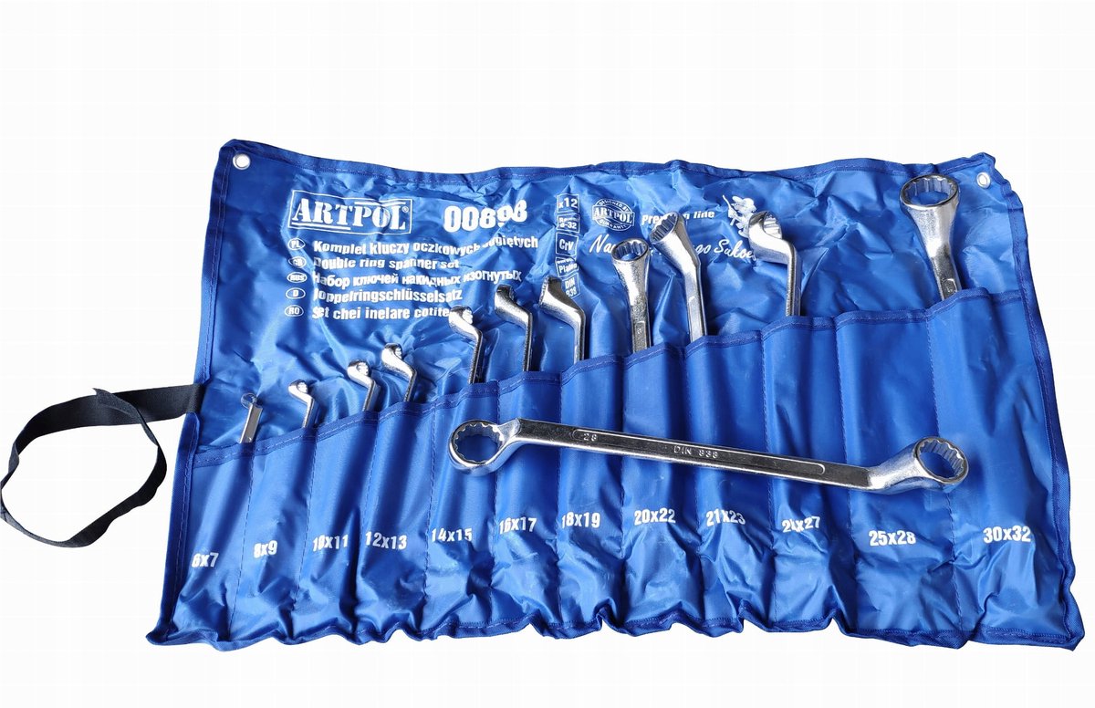 Set gebogen ringsleutels 6-32mm 12 stuks