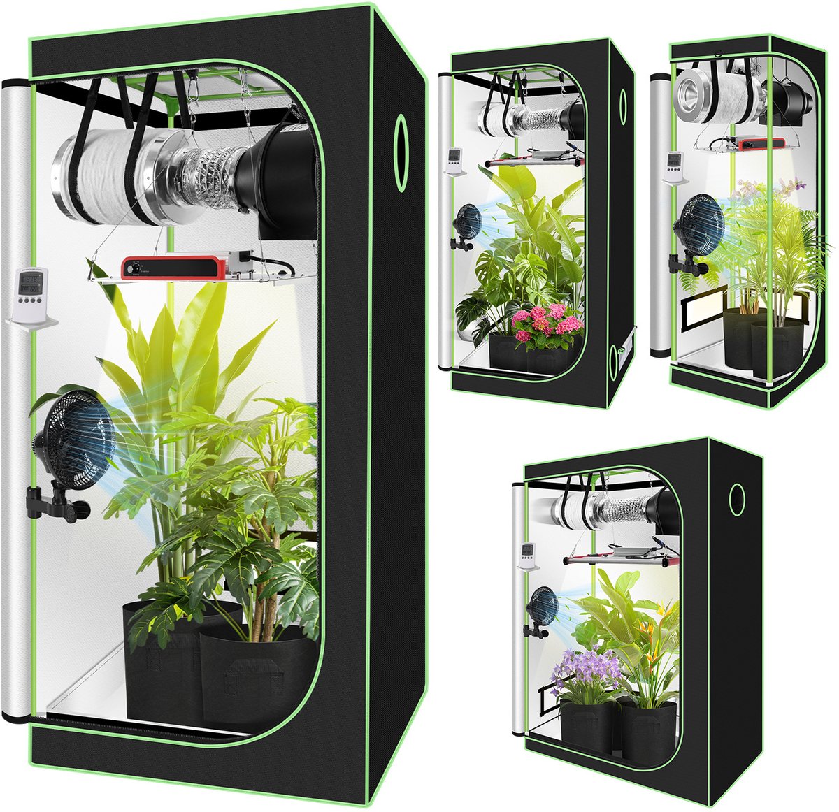 Kweektent met Kweeklamp, Planten Kweken Compleet Pakket,Zwart,120x60x180 cm