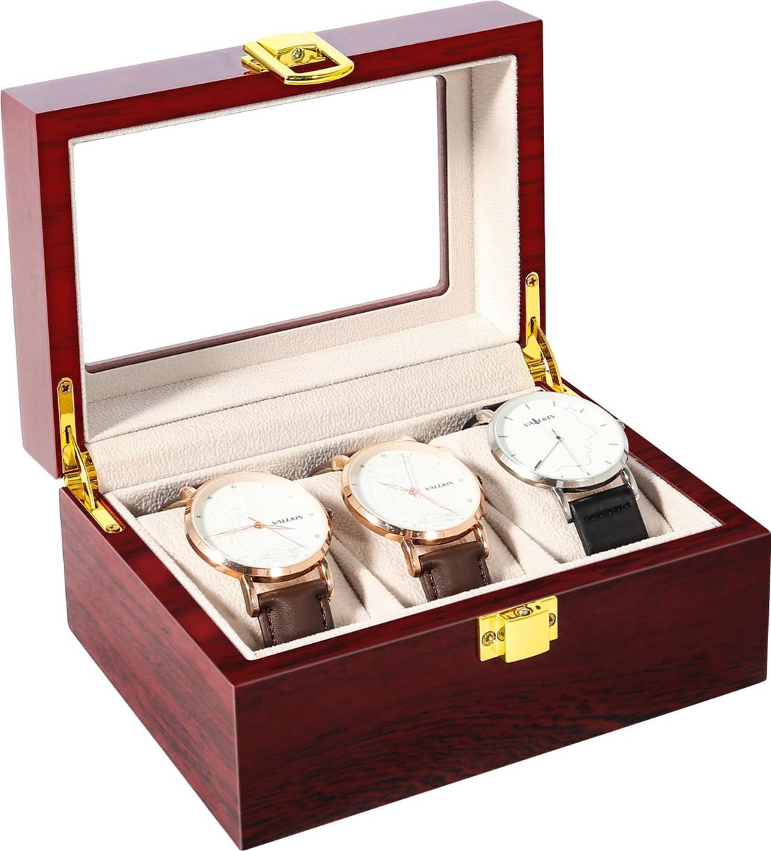 3 sleuven horlogedoos opbergdoos organizer sieraden display doos houten unisex