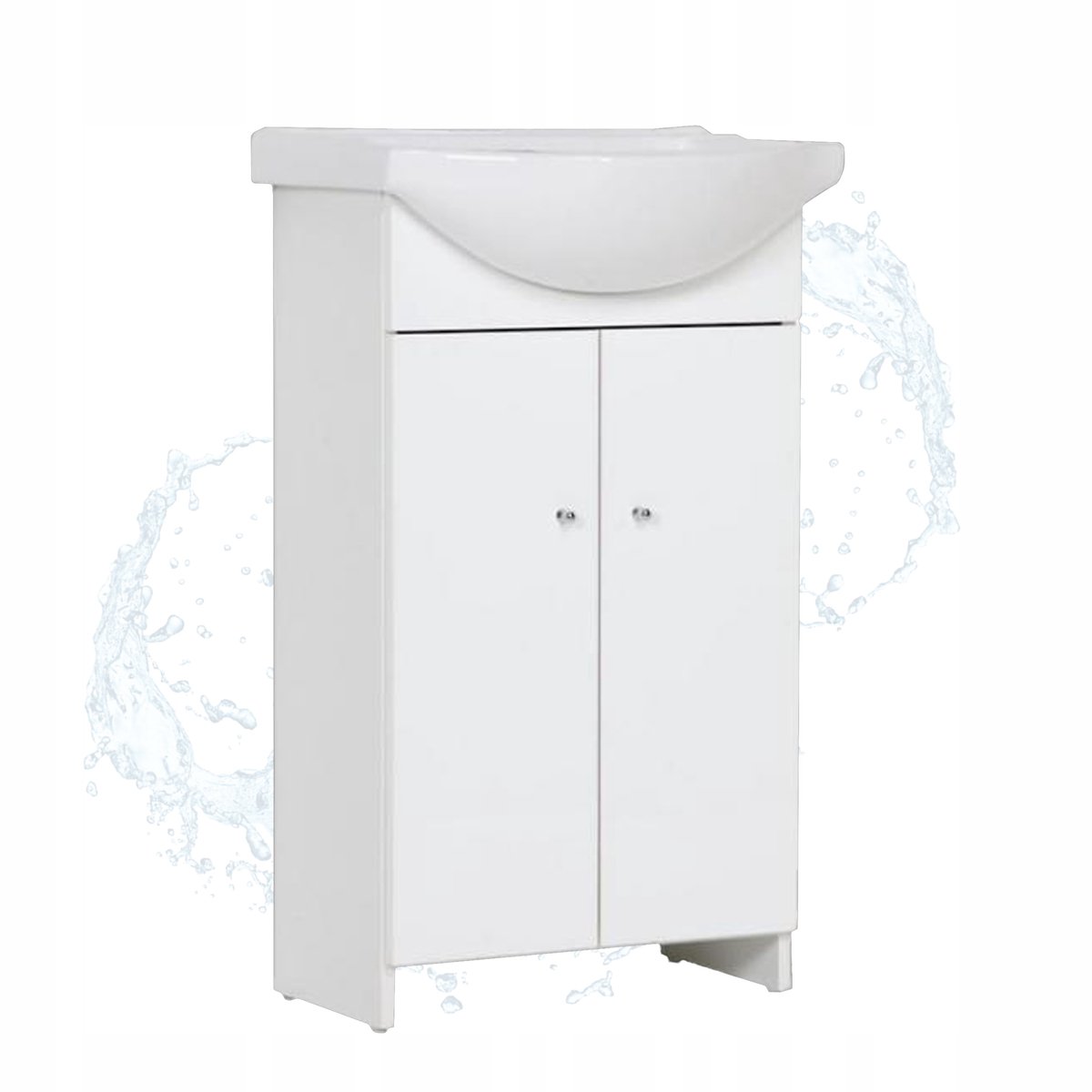 STAMAR - Mat Glanzende Badkamer Kast met Wastafel 50 cm Laminaatplaat - Wit