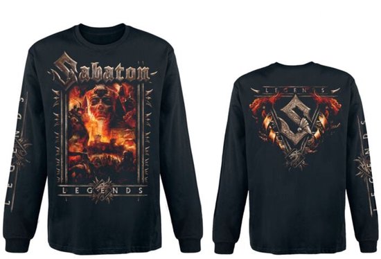 T-shirt manches longues Sabaton Legends pour homme – Noir – XL