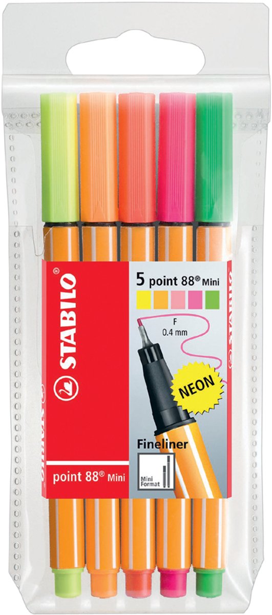 STABILO point 88 Mini fijnschrijver Fijn Meerkleurig 5 stuk(s)