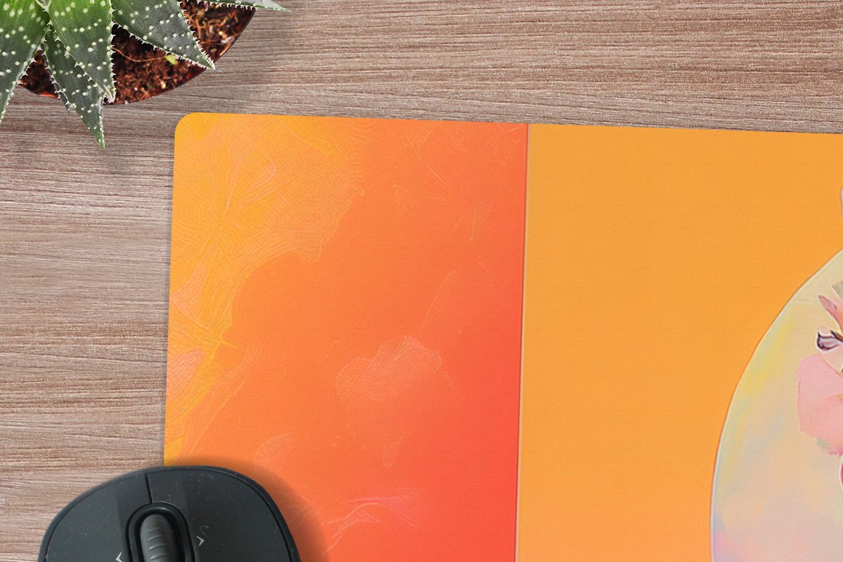 Muismat XXL 120x80 cm - Bureau onderlegger - Bureau mat Portret - Vrouw - Abstract - Bloemen - Bureaumat - Gaming mousepad xl - Bureaulegger groot - Computer deskmat