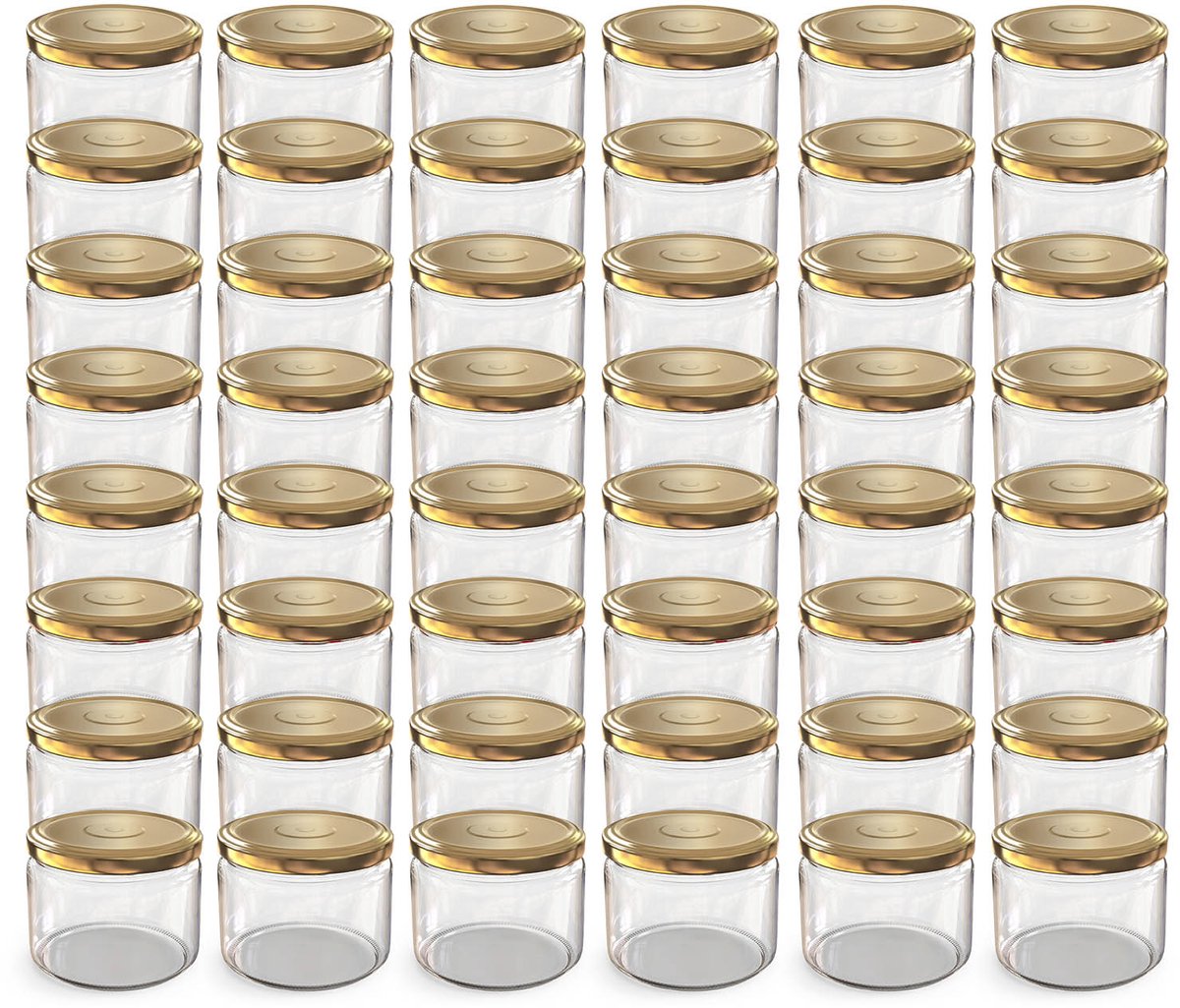 Oputec 48x 282ml inmaakpotten / voorraadpotten TO Ø 82 mm– glazen jampotten – metalen schroefdeksel goud – conservenpotten