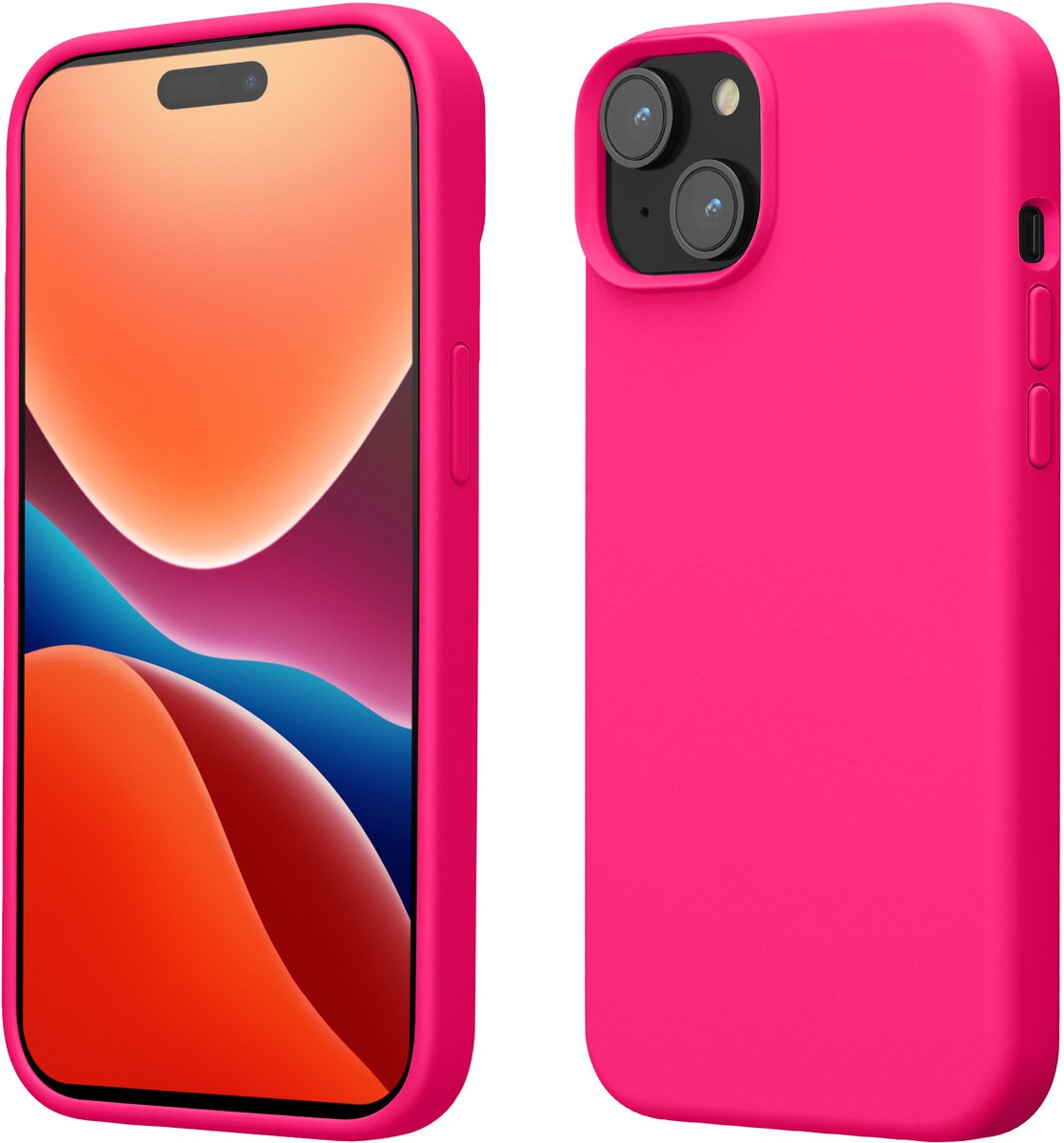 kwmobile Case voor iPhone 15 - Slank TPU-Hoesje met Zachte Afwerking - In neon roze