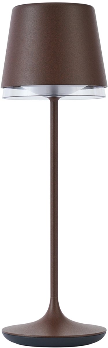 QAZQA Professional bass - Moderne Dimbare LED Draadloze Oplaadbare Tafellamp USB met Dimmer - 1 lichts - H 35 cm - Roestbruin - Buitenverlichting