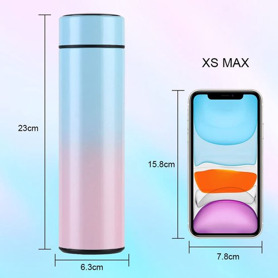 Tasse isolée sous vide, bouteille thermos de 500 ml, bouteille isotherme en acier inoxydable 304 avec écran tactile LCD et affichage de la température – Idéal pour les boissons chaudes et froides