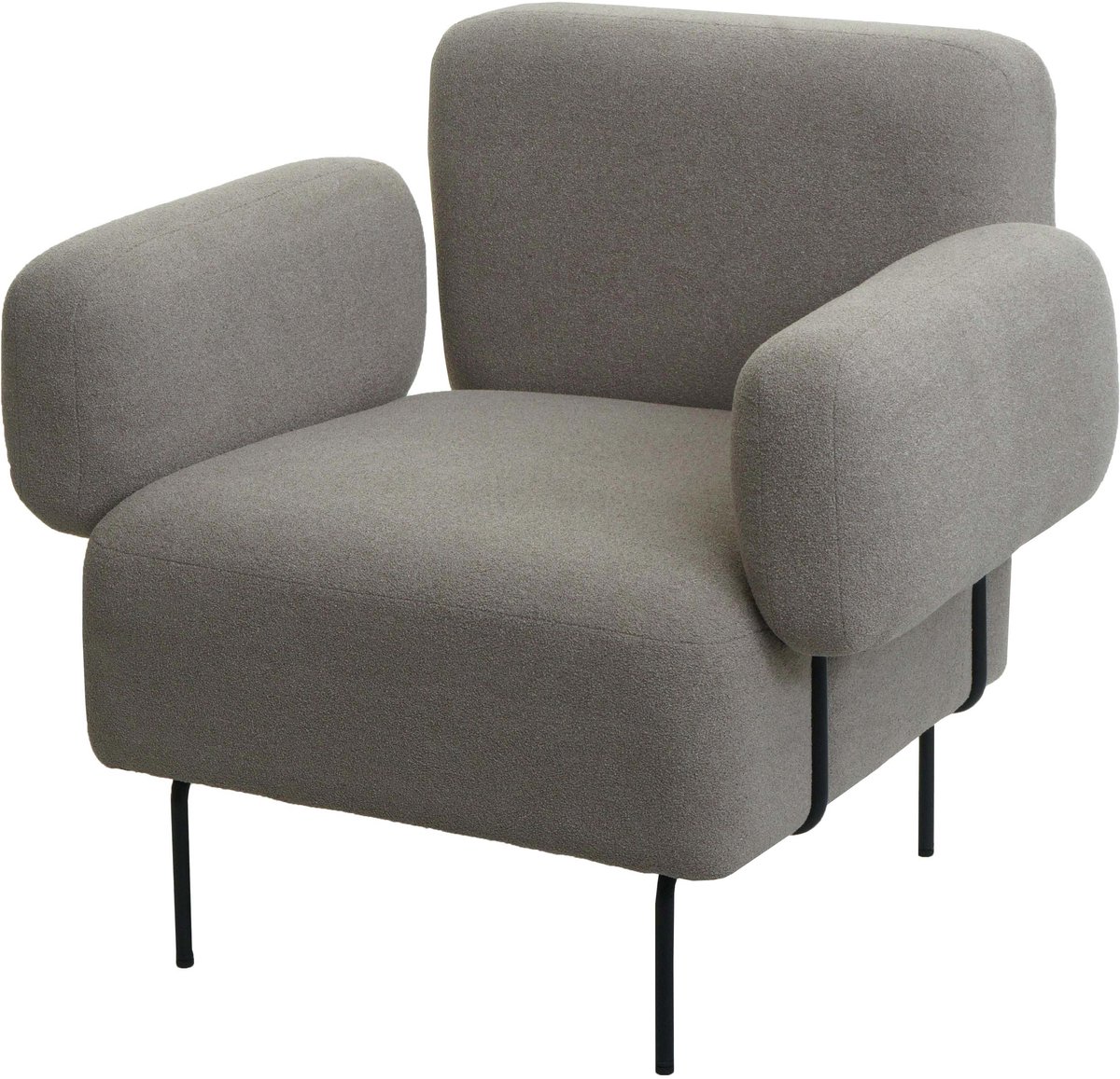 MCW Lounge fauteuil MCW-L83, cocktail fauteuil gestoffeerde fauteuil, bouclé stof/textiel metaal ~ grijs