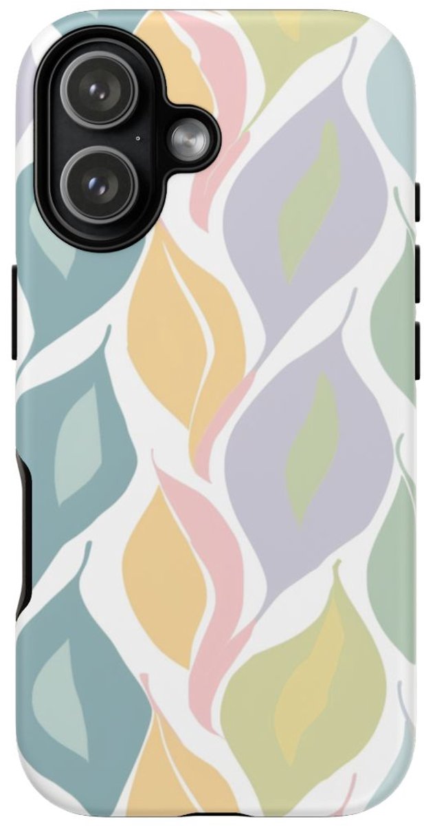 Pastel Bladerenpatroon – Telefoonhoesje Geschikt voor iPhone 17