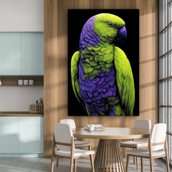 Peinture sur toile 120x180 cm - Décoration murale Perroquet - Ressorts - Frappant - Vert - Décoration murale murale salon - Décoration chambre - Accessoires chambre - Peintures sur toile