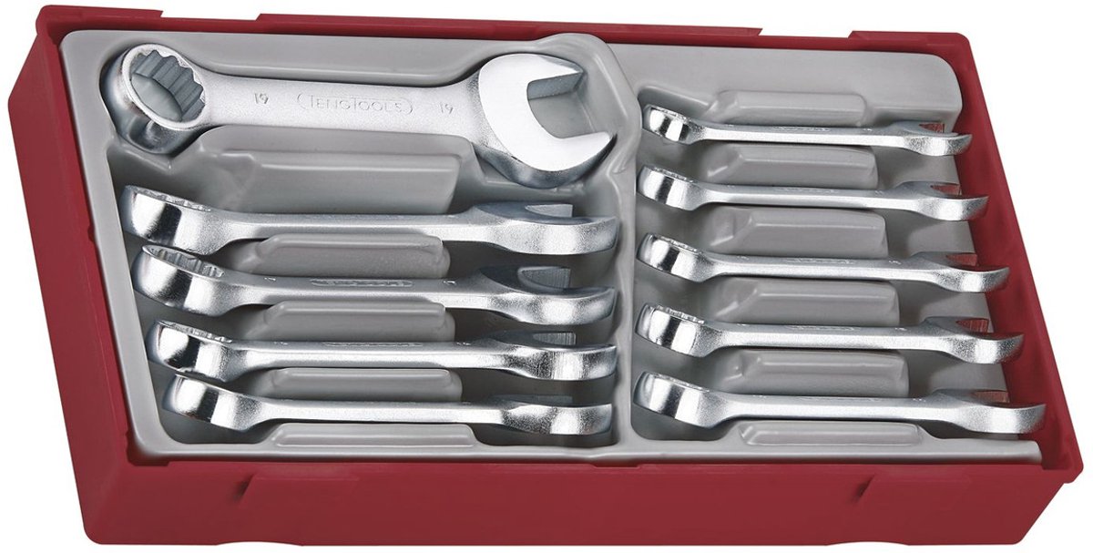 Steekringsleutels kort TT1 tray 10-19 mm 10 delig Teng Tools TT6010M