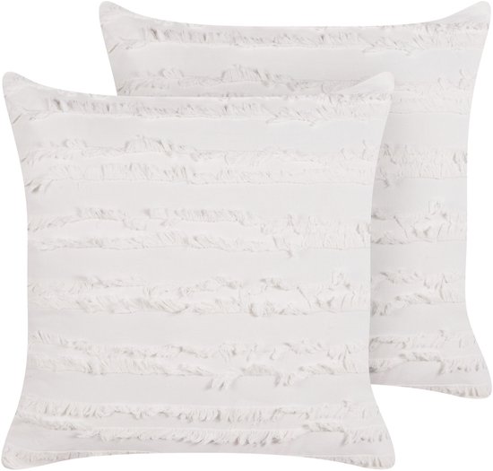 MAKNEH - Sierkussen lot de 2 - Wit - 45 x 45 cm - Katoen