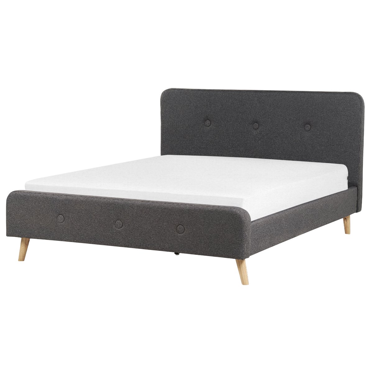 Beliani RENNES II - Tweepersoonsbed - Donkergrijs - 160 x 200 cm - Polyester