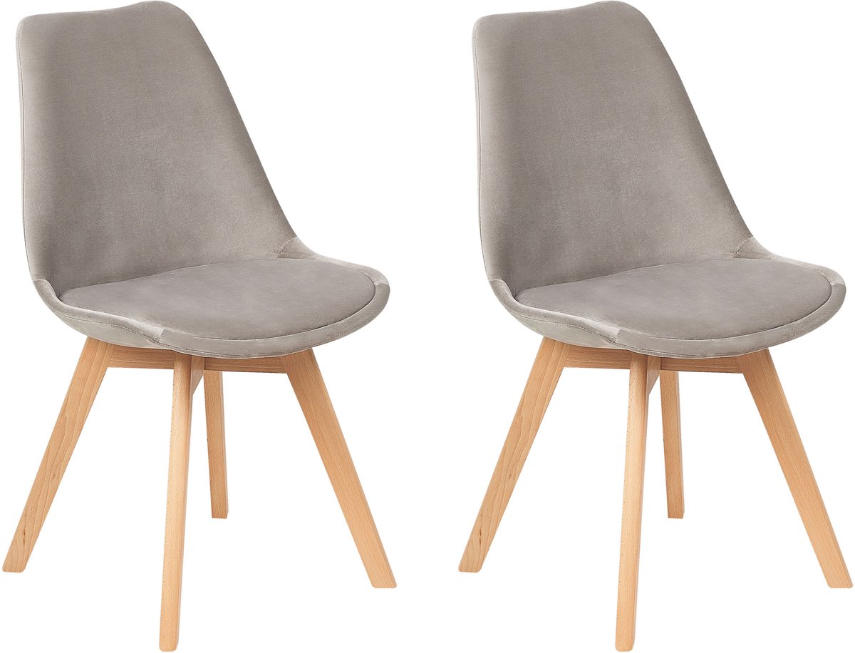 DAKOTA - Eetkamerstoel - Taupe - Fluweel