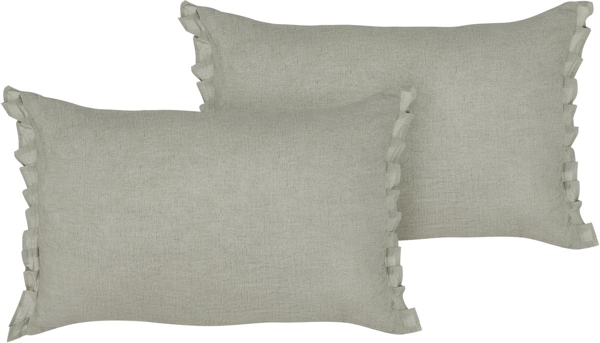 Beliani SASSAFRAS - Set van 2 kussens - Lichtgrijs - 30 x 45 cm - Linnen