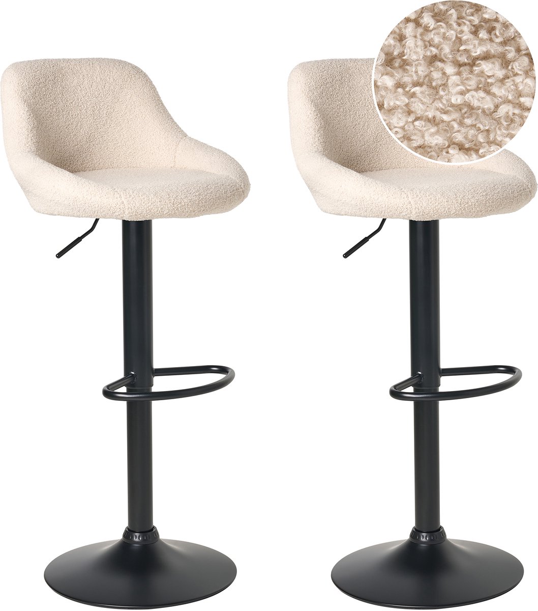 MEDULIN - Barkruk set van 2 - Lichtbeige - Bouclé