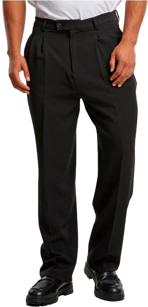 Urban Classics Double Pleated Dressed Broek rechte pijpen Taille 44 inch Zwart