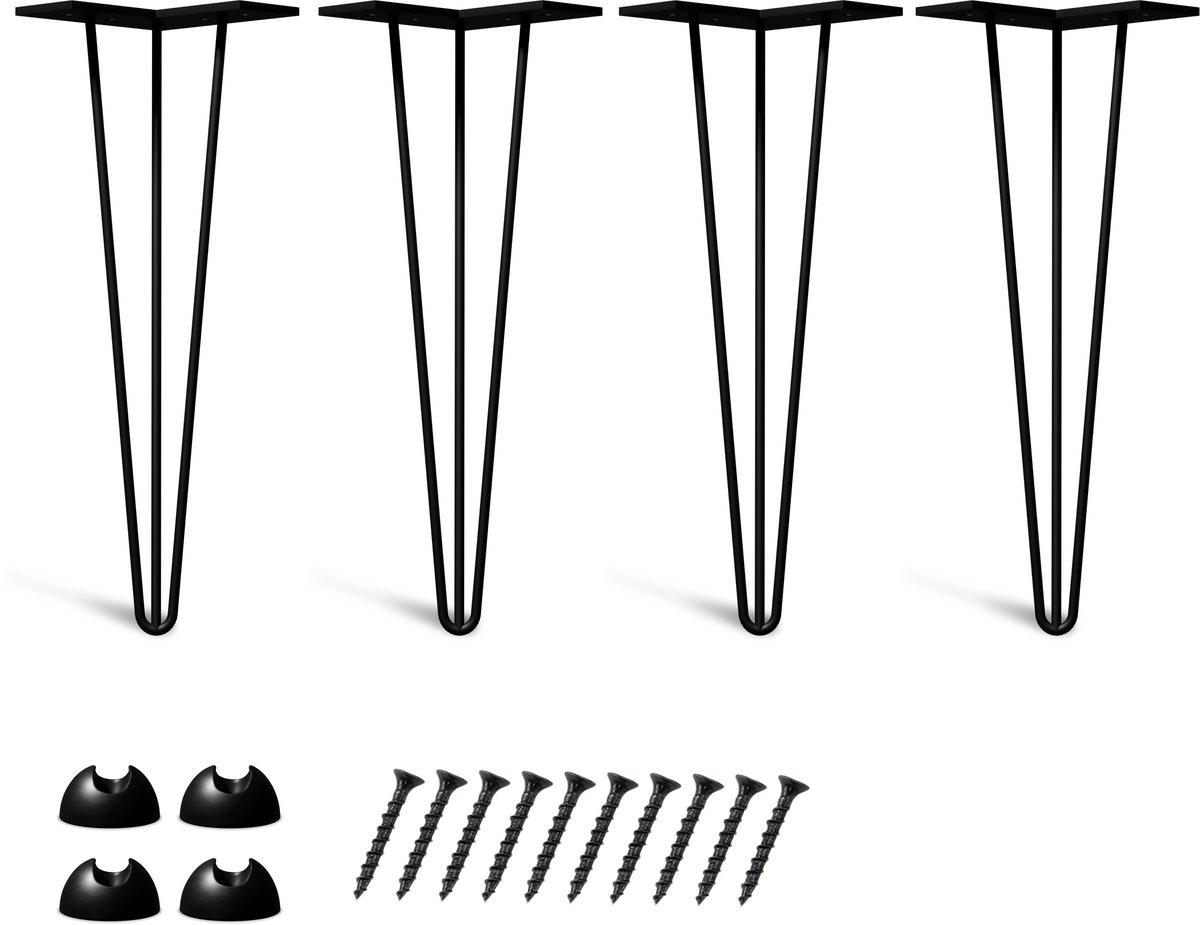 Bodo Tafelpoten Hairpin set 4 stuks – 45 cm – Meubelpoten - Zwart - Bodo®