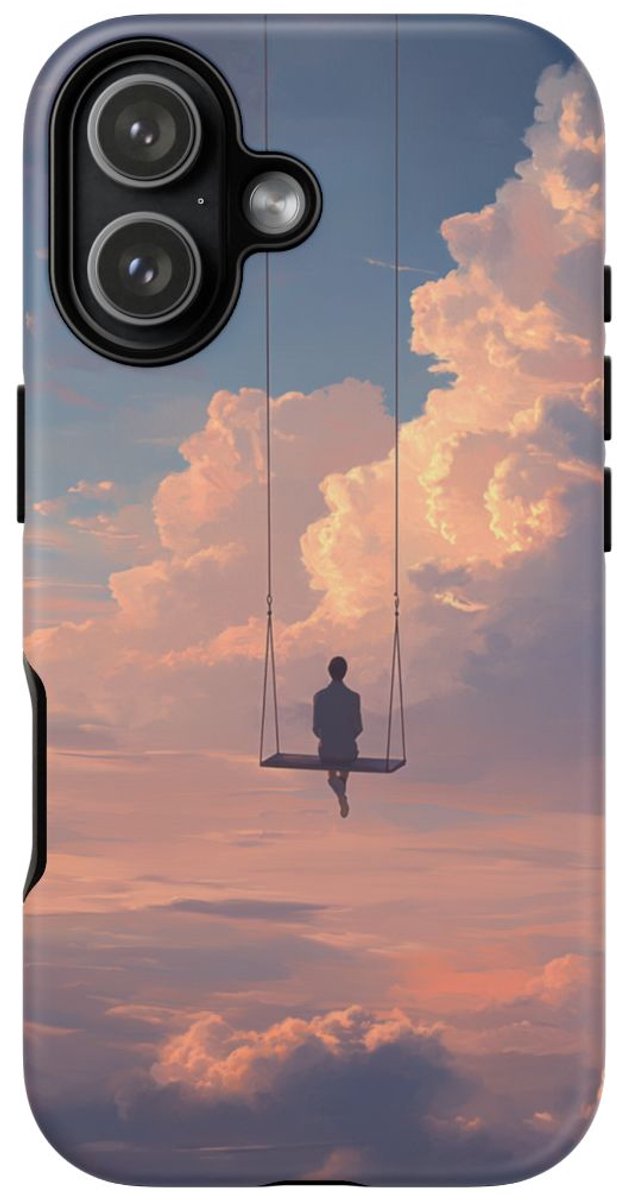 Persoon op Schommel in Bewolkte Lucht – Telefoonhoesje Geschikt voor iPhone 17