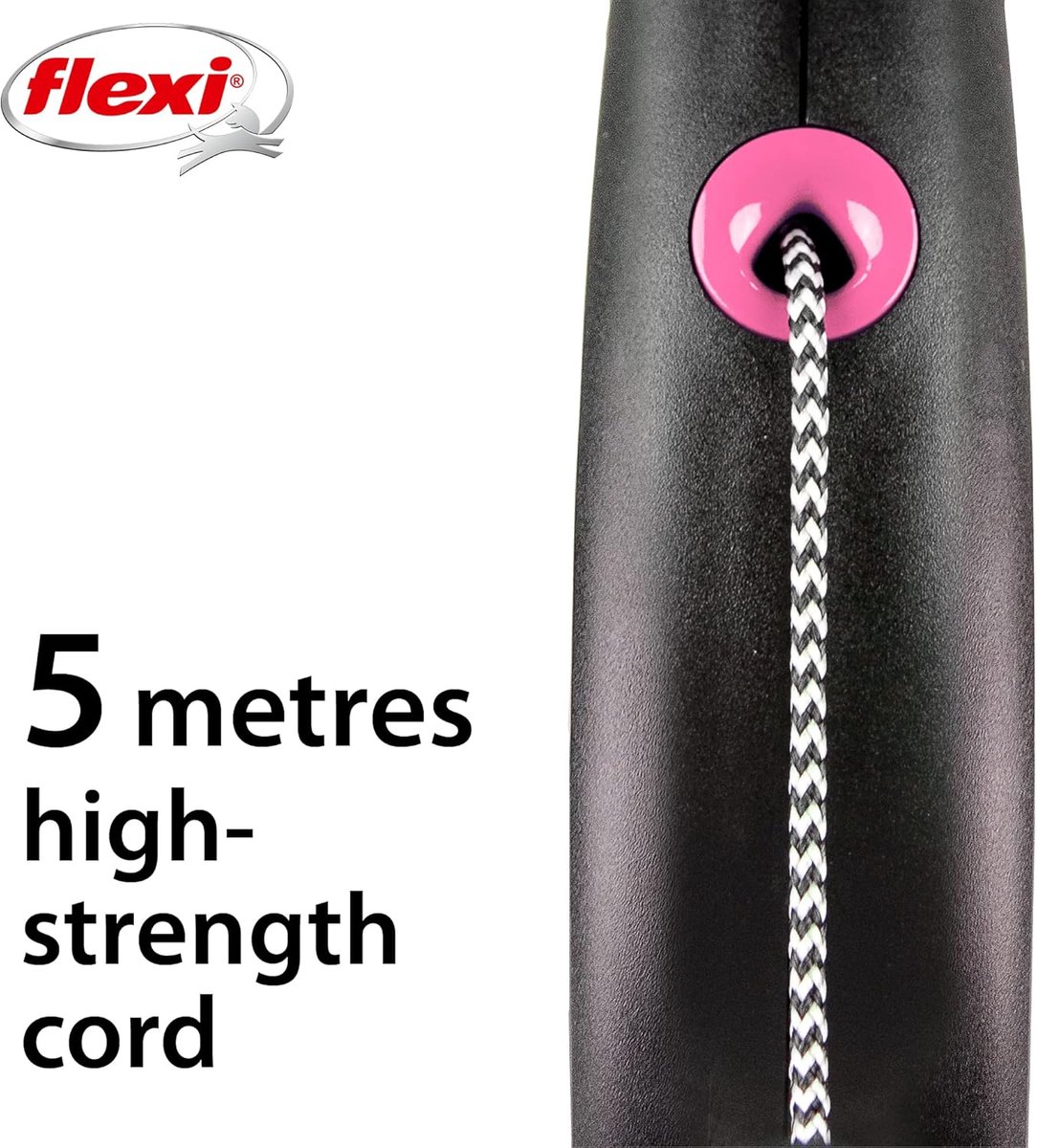 Flexi Black Design Cord Pink Medium 5m Retractable Dog Leash/Lead for dogs up to 20kgs/44lbs — cadeau in Cadeau-ideeën - foto 5