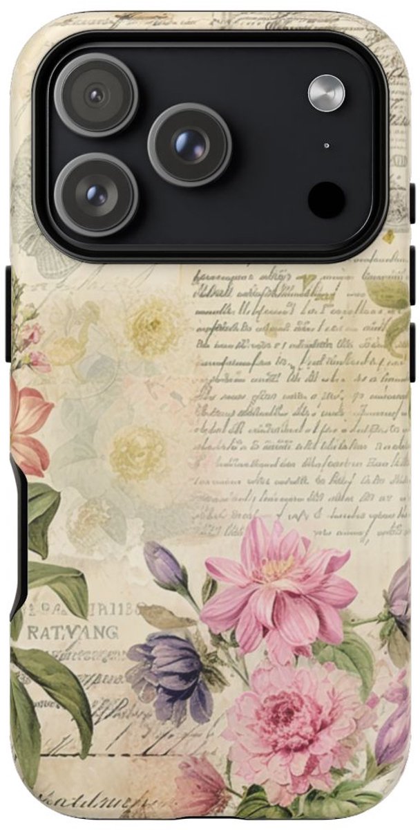 Vintage Bloemen Collage – Telefoonhoesje Geschikt voor iPhone 17 Pro