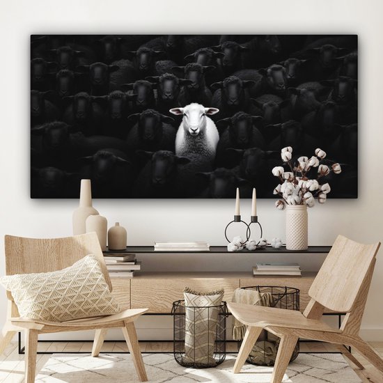 Tableau sur toile 160x80 cm - Décoration murale exclusive Mouton - Wit - Ténèbres - Décoration murale salon - Décoration chambre - Accessoires chambre - Peintures sur toile