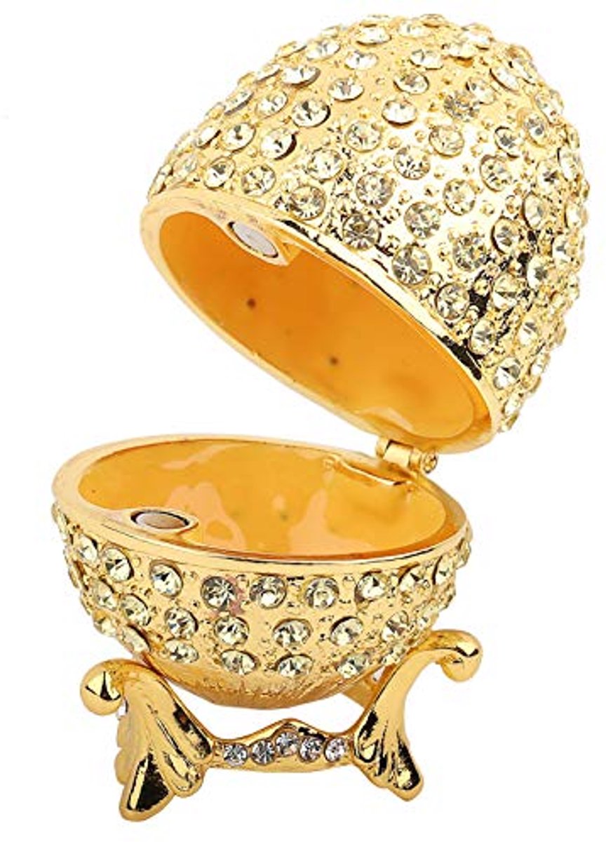 Sieraden Opbergdoos, Vintage Goud Ei Stijl Sieraden Snuisterijdoosje voor Ketting Armband Trinket Home Desktop Decor Geschenken, voor Ringen Oorbellen Ketting Schatkist Organizer