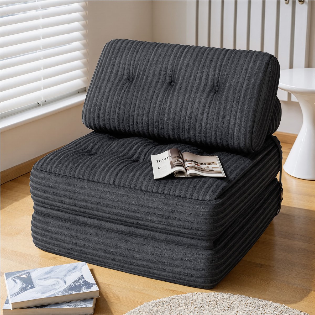 Bealife AR32 Slaapbank - 3-in-1 Opvouwbaar - Corduroy - Donkergrijs