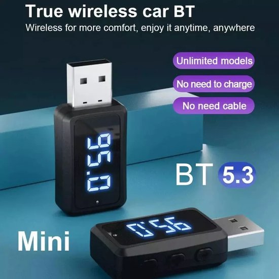 Auto Bluetooth 5.3 audio-ontvanger/zender USB-adapter met LED-display van ALESIGHT — afbeelding 2