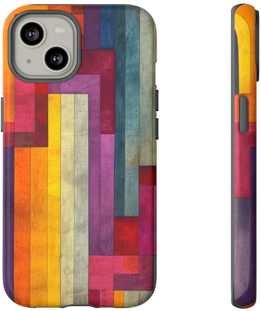 Kleurrijk Geometrisch Abstract Patroon – Telefoonhoesje Geschikt voor iPhone 14