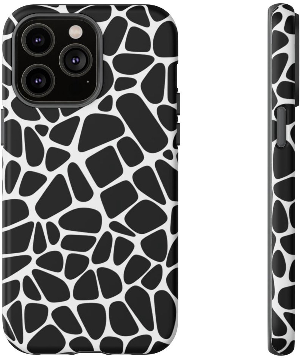 Zwart-Wit Abstract Geometrisch Patroon – Telefoonhoesje Geschikt voor iPhone 14 Pro Max