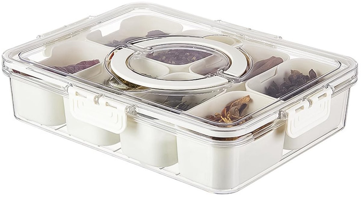 Snacktray met Deksel - Compartimenten Snackbak voor Kruidenspecerij