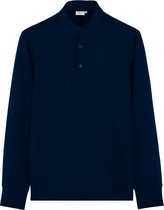 Vercate - Heren Polo Lange Mouw - Strijkvrij Poloshirt - Marine Blauw - Navy - Slim Fit - Excellent Katoen - Maat S