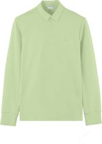 Vercate - Heren Polo Lange Mouw - Strijkvrij Poloshirt - Groen - Slim Fit - Excellent Katoen - Heren - Maat XL