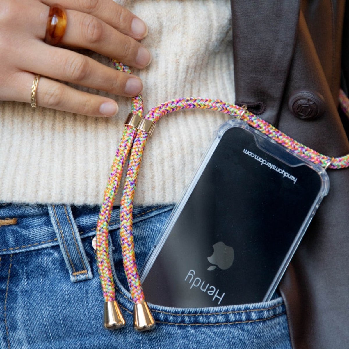 Hendy telefoonhoesje met koord - Classic - Confetti - iPhone 16 Plus