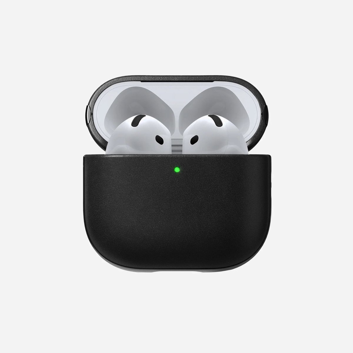 Nomad Modern Lederen Hoesje AirPods 4 – Precisiepasvorm voor AirPods 4 – Beschermt tegen dagelijkse slijtage – Met optische lichtpijp voor oplaadstatus - Zwart