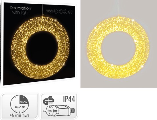 Kerstkrans | Lichtkrans | Kerst Decoratie | 45 cm | 360 Led | Warm Wit
