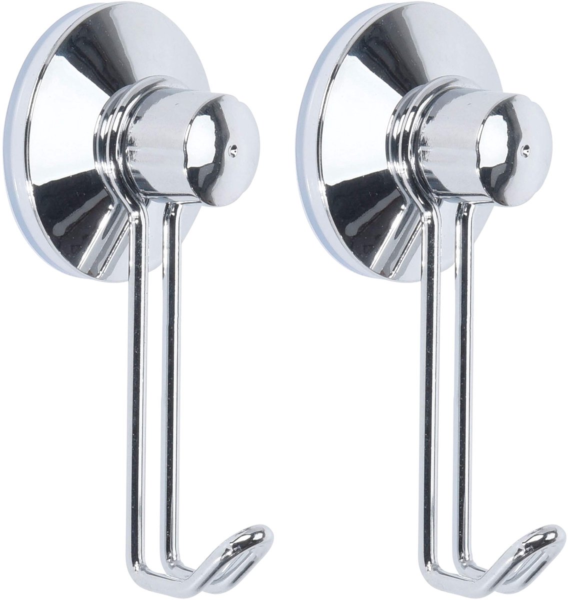 2 Stuks Chrome Vacuum Suction Cup Haakjes 10cm - Voor Badjas, Handdoek, Spons