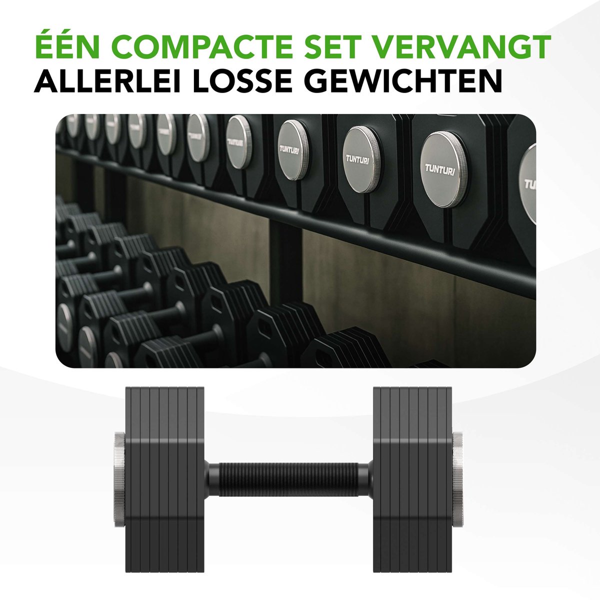 Tunturi Rapid Verstelbare Dumbbell – 36 kg – Verstelbaar van 4 tot 36 kg – 17 gewichten in één – Halterset voor thuisfitness – foto 6