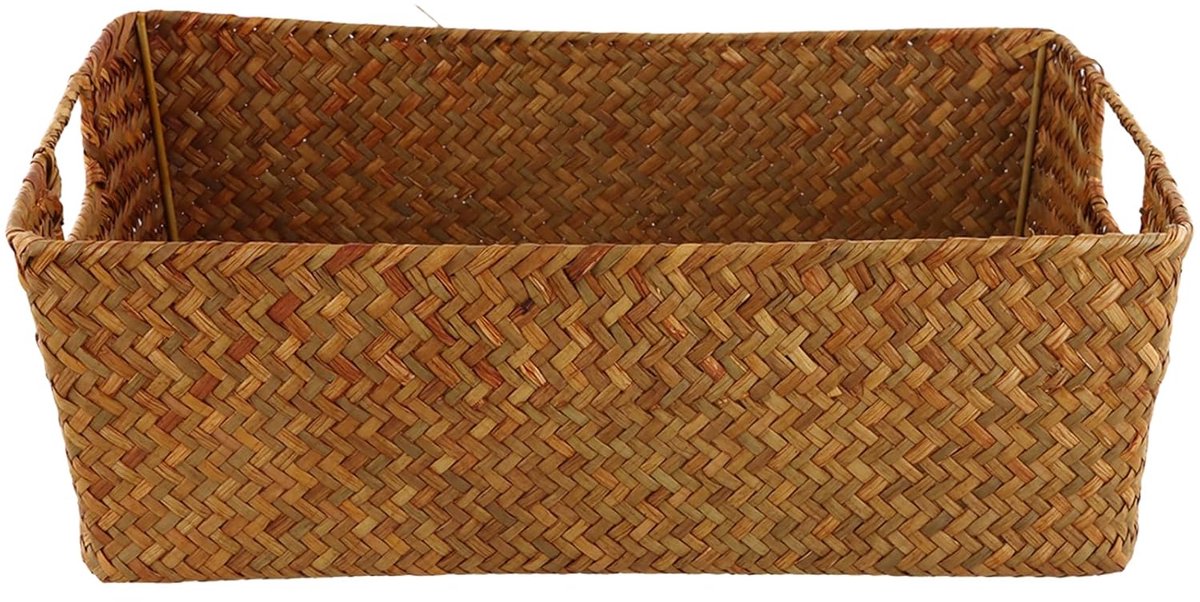 Handgeweven opbergmand - zeegras - 1 stuk - 30x20x10 cm