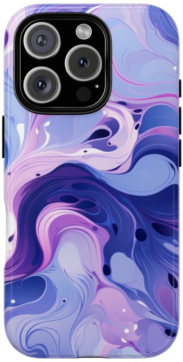 Paarse en Blauwe Abstracte Krullen – Telefoonhoesje Geschikt voor iPhone 16 Pro