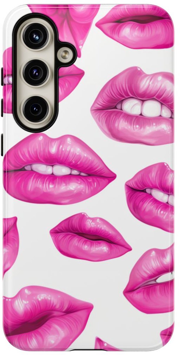 Opvallend Roze Lippenpatroon – Telefoonhoesje Geschikt voor Samsung Galaxy S24 Plus